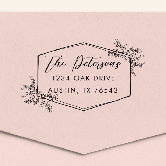 Modern Floral Frame Return Address Self-inking Stamp (Creator Uploaded)