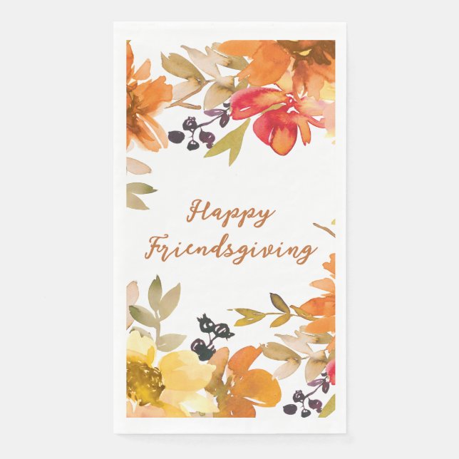 Modern Floral Friendsgiving  Napkin (Front)