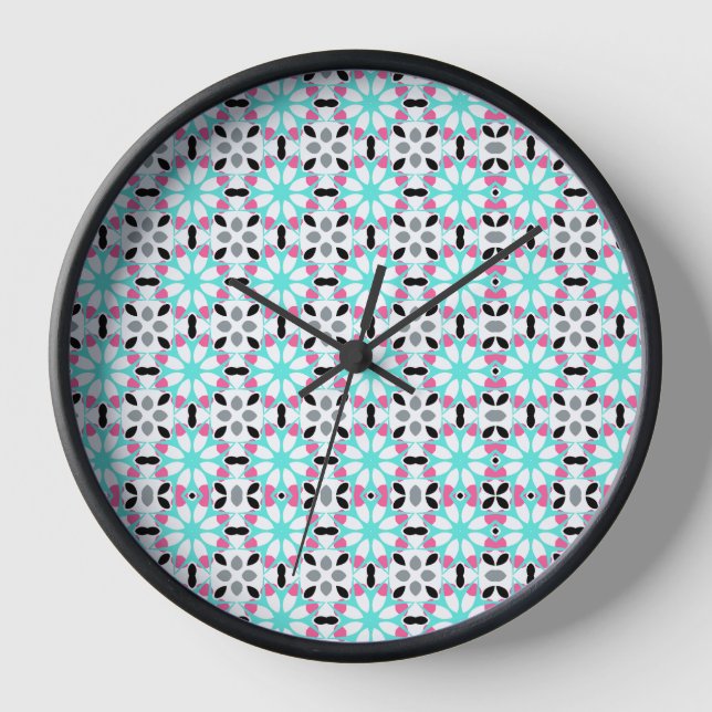 Modern Floral Geometric  Clock (Front)
