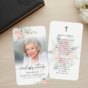 Modern Floral God's Garden Photo Prayer Card