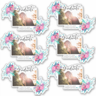 Modern floral graduate typography graduation photo
