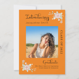 Modern Floral Graduation 2022 Photo Invitation