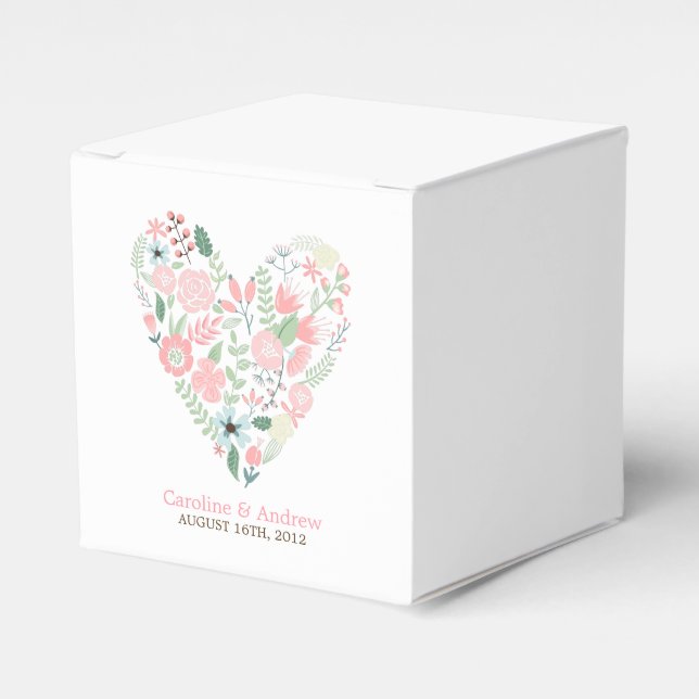 Modern Floral Heart Wedding Favor Box (Front Side)
