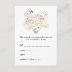 Modern Floral Heart Wedding RSVP Response