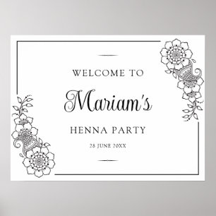 Modern Floral Henna Mendhi Welcome Poster