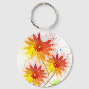 Modern Floral Illustration Keychain