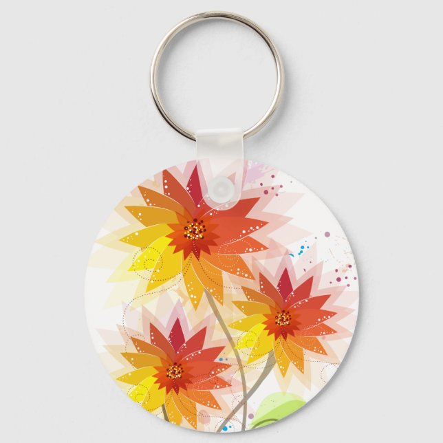 Modern Floral Illustration Keychain (Front)
