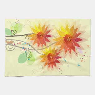 Modern Floral Illustration Kitchen Towel