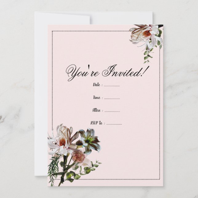 Modern Floral Invite Template  (Front)