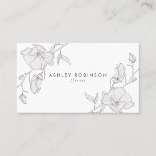 Modern Floral Ivory Magnolia Business Card