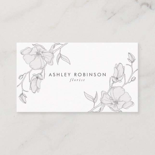 Modern Floral Ivory Magnolia Business Card (Front)