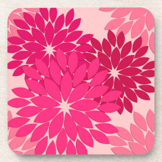 Modern Floral Kimono Print, Coral Pink Coaster
