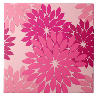 Modern Floral Kimono Print, Coral Pink Tile