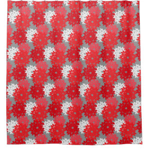 Modern Floral Kimono Print, Coral Red and Grey