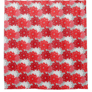 Modern Floral Kimono Print, Coral Red and Grey