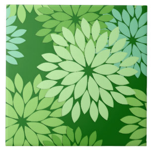 Modern Floral Kimono Print, Lime Green Tile