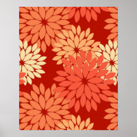 Modern Floral Kimono Print, Mandarin Orange