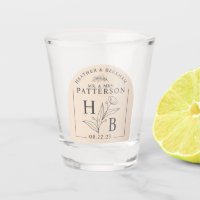Modern Floral Laurel Wedding Shot Glass