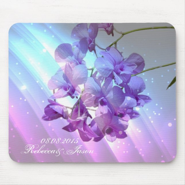 modern floral lilac purple orchid wedding mouse pad (Front)