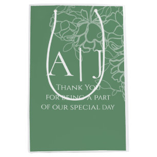 Modern Floral Line Drawn Wedding Favour Tags Medium Gift Bag