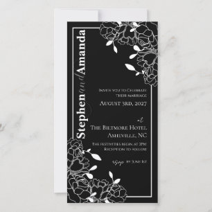 Modern Floral Line Drawn Wedding Invitation