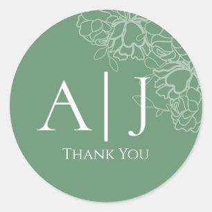 Modern Floral Line Drawn Wedding Sticker