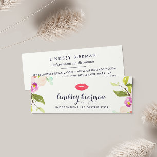 Modern Floral Lip Product Distributor Mini Business Card