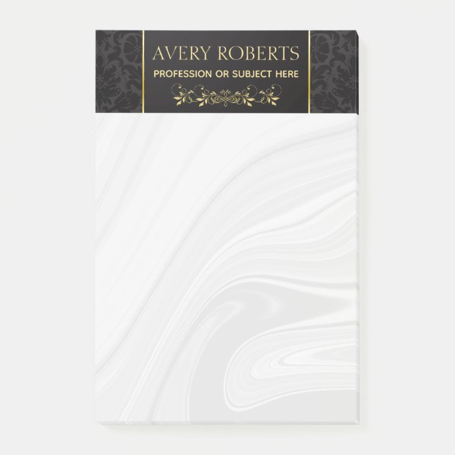 Modern Floral Luxury black gold damask Classy Post-it Notes (Front)