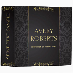 Modern Floral Luxury Black Gold design Binder