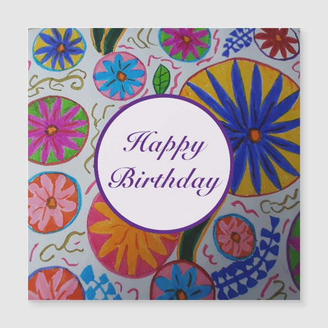 Modern Floral Magnetic Card (Front)