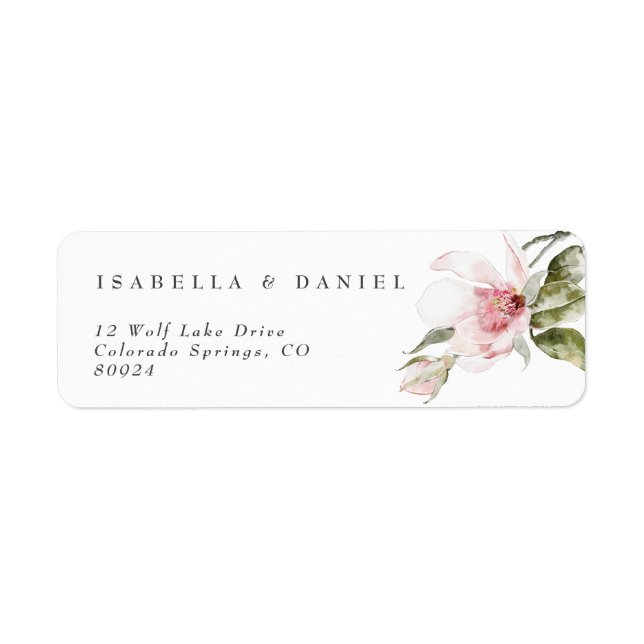 Modern Floral Magnolia Couple Wedding Label (Front)