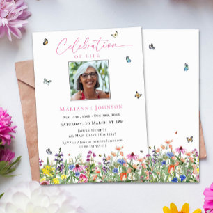 Modern Floral Memorial Celebration of Life  Invitation