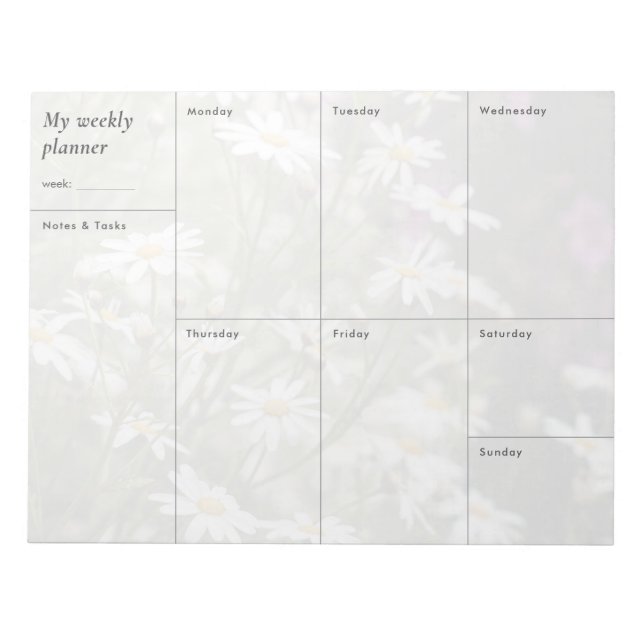 Modern floral minimalist Weekly Planner Notepad (Front)