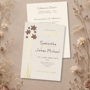 Modern Floral Mocha and Ivory Wedding with Gold