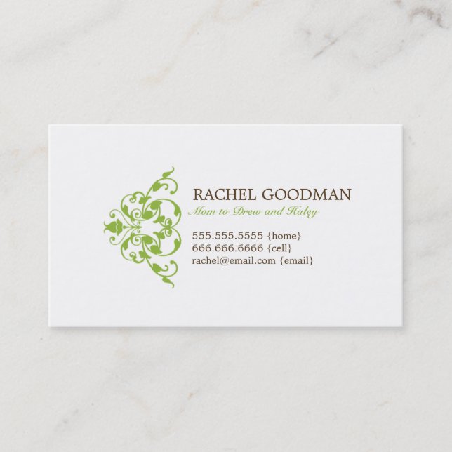 Modern Floral Mommy Card / Personal Calling Card (Front)