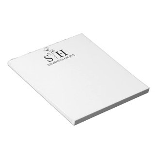 Modern Floral Monogram Initials Minimal Notepad
