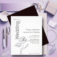 Modern Floral Muted Dusty Plum Wedding Invitation
