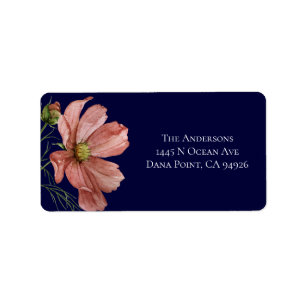 Modern Floral Navy Wedding  Label