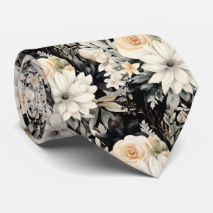 Modern Floral Neck Tie Formal Special Occasions