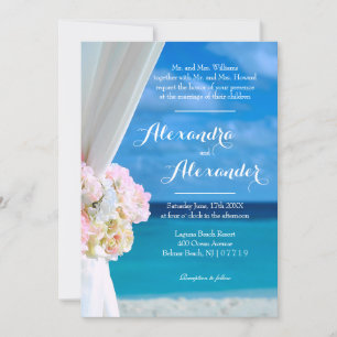 Modern Floral Ocean Tropical Beach Summer Wedding Invitation