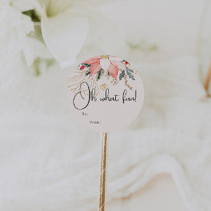 Modern Floral Oh What Fun To From Classic Round Sticker