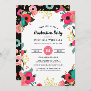 Modern Floral Painting Custom Graduation Party Invitation