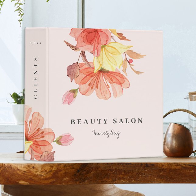 Modern floral pastel watercolor beauty salon binder (Creator Uploaded)
