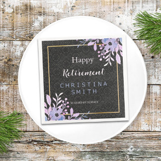 Modern Floral Pastel Watercolor Retirement Party Napkin