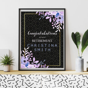 Modern Floral Pastel Watercolor Retirement Party Poster