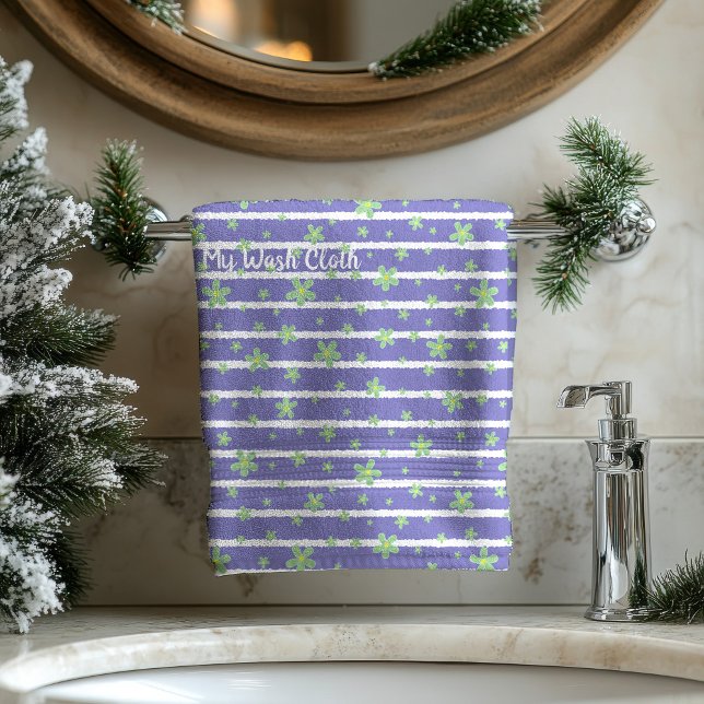 Modern Floral Pattern  Bath Towel Set (Green Daisies Flowers Pattern Bath Towel Set)