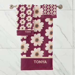 Modern Floral Pattern Bath Towel Set