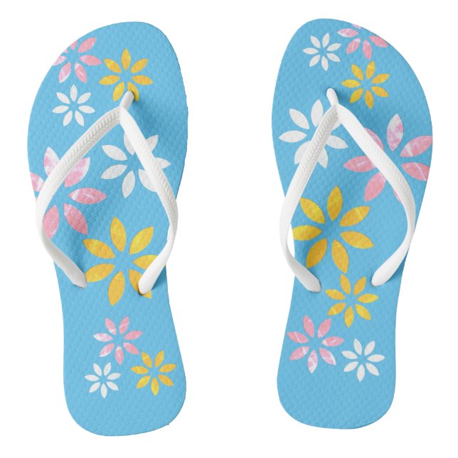 Modern Floral Pattern Beach Footwear Flip Flops (Footbed)