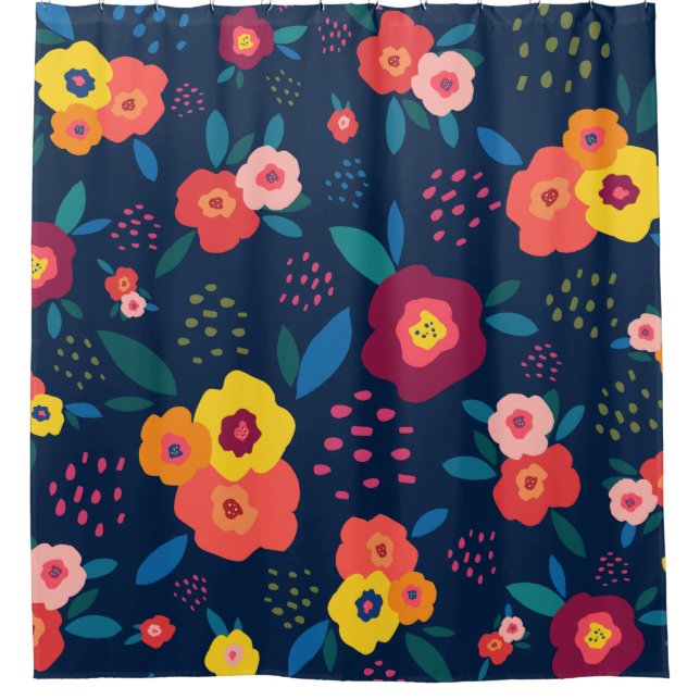 Modern Floral Pattern Bold Blue Coral (Front)