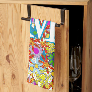 Modern Floral Pattern Bright Colours Kitchen Towel